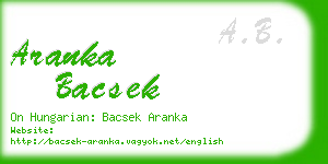 aranka bacsek business card